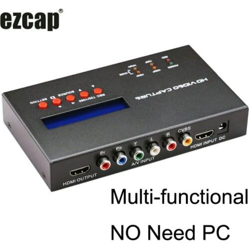 YPbPr AV CVBS HDMI Video Capture Card Game Scheduled Recording To USB Flash Disk,Support Mic In Audio Out Loop & Live Streaming