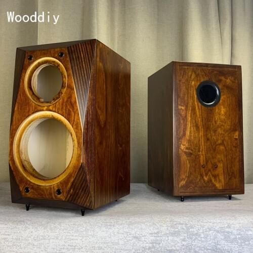 Wooddiy customize 5/6.5/8/10/12 inch classic empty speaker birch plywood cabinet two way wood bookshelf speaker bevel mini