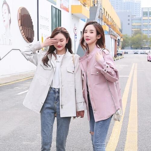 Short Windbreaker Womens 2020 Autumn New Korean Fashion Stand Collar Loose Women Spring Coat Casual Simple Jacket Outwear K778