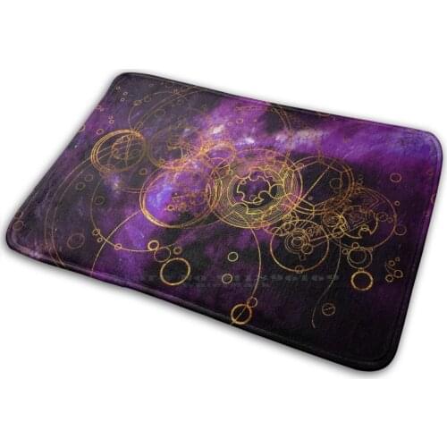 Time Lord Writing ( Purple ) Mat Rug Carpet Anti - Slip Bedroom Entrance Door Mat Time Lord Time Lord Timelord Gold Blue Pattern