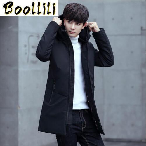 Boollili Korean Duck Down Jacket Men Winter Long Caot for Men Plus Size Students Fashion Hooded Coat Parka Abrigo Hombre