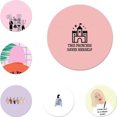 58mm feminist logo Cute Pretty Icons Pins Badge Decoration Brooches Metal Badges For Backpack Decoration