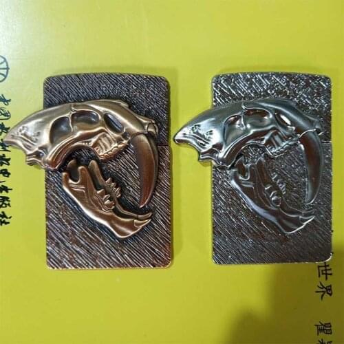 Metal Badge for Kerosene lighter Oil Lighter DIY Handmade Smoker Accessories Gadgets Decor Accessory Saber-toothed tiger teeth