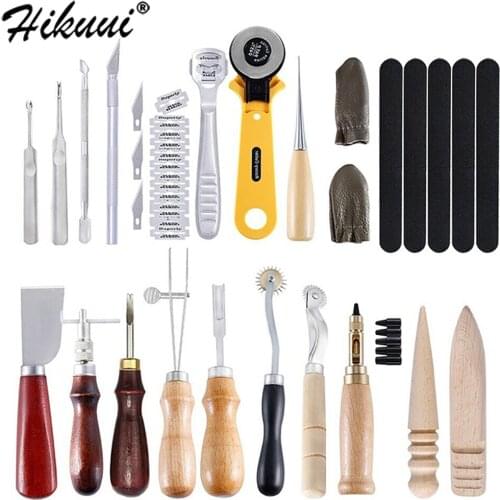 Leather Sewing Kit Leather Craft Tools Set Hand Stitching Punch Carving Working Leathercraft Tools Accessories For Beginners