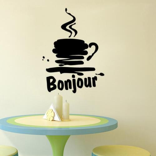 KUCADA bonjour wall sticker for home decoration mural art decal diy wallpaper black removable WP1503