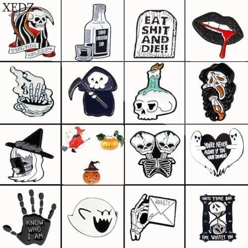 XEDZ New Halloween Horror Thriller Brooch Badge Jewelry Collection Fashion Denim Backpack Backpack Pendant Jewelry Gift