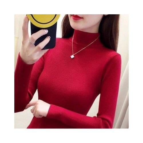 2021 Autumn Winter Knitted Sweater Pullovers Turtleneck Sweater for Women Long Sleeve White Black Soft Female Jumper Clothing