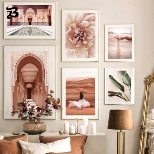 Landscape Canvas Painting Modern Nordic Natural Flowers and Buildings Poster Print Wall Art Pictures for Living Room Home Decor