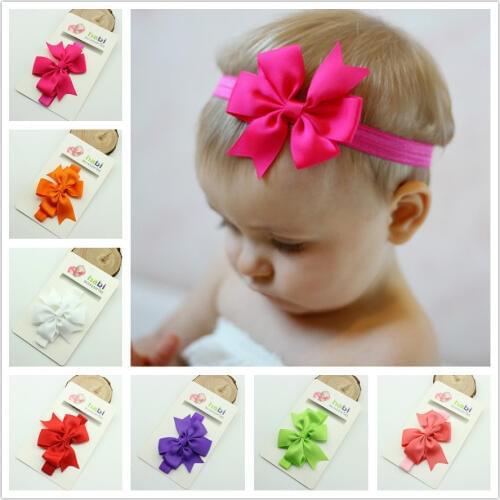 2016 New Arrival infant Baby hairbow flower Headband newborn toddler ribbon Hair Band children hairbow Accessory 5 pcs/lot