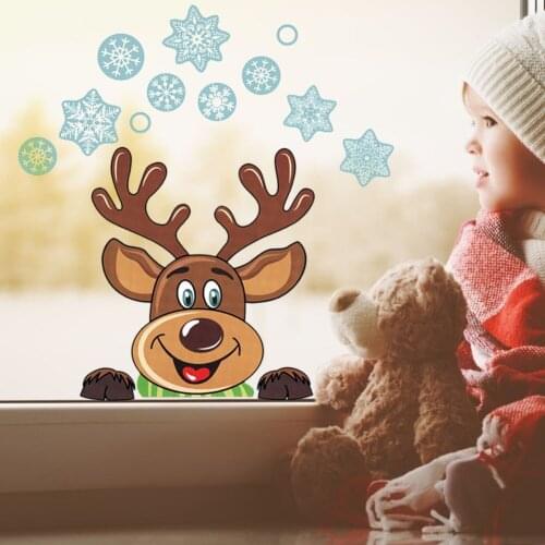 Party Home Decoration Supplies Gift Merry Christmas Wall Glass Stickers Party Ornaments for Xmas New Year Decor