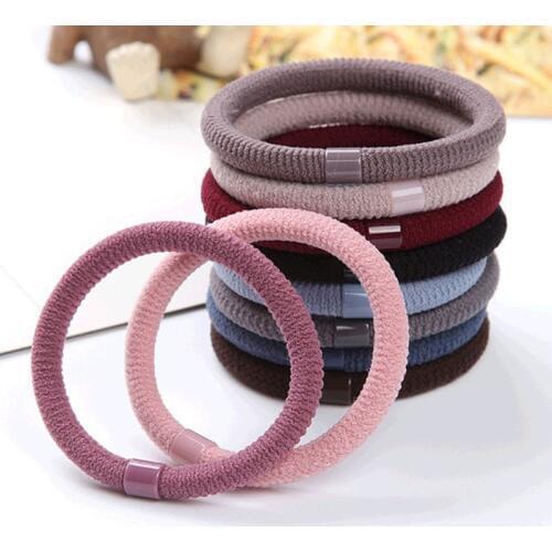 9pcs/lot strong pull continuous basic hair ring flocking hair rope simple does not hurt hair rope hair accessories