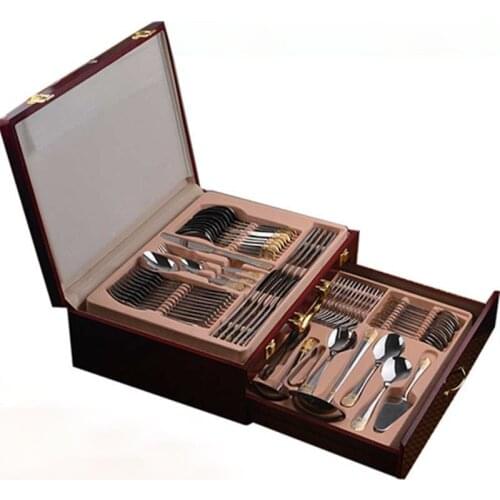 Luxury 72-piece Set Tableware Set Knife Fork Spoon Sets Dinnerware Kitchen Table Cutlery Kitchen Device Sets Zero Waste Gold