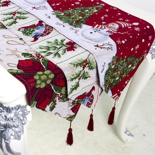 Natal Cotton Printing Christmas Table Runners Snowman Christmas Tree Table Runner Decorations for Home 2020 New Year Decor Noel