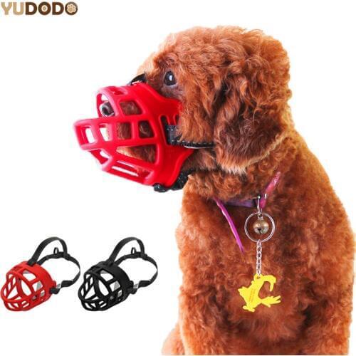 4 Sizes Red Black Dog Silicon Basket Muzzle Soft Adjustable Straps Rubber Pet Anti-bite Muzzle For Small Medium Large Dogs