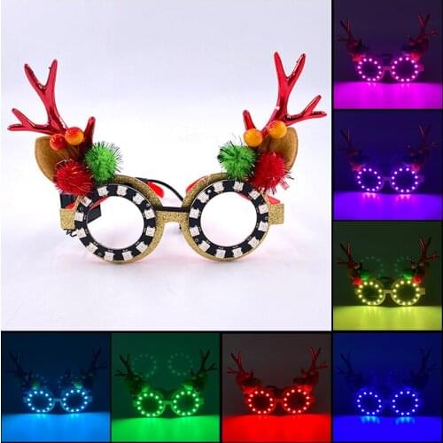 Luminous Led Christmas Glasses Neon Party Supplies Holiday Novelty Light Decoration Glowing Eyeglasses For Festive Party