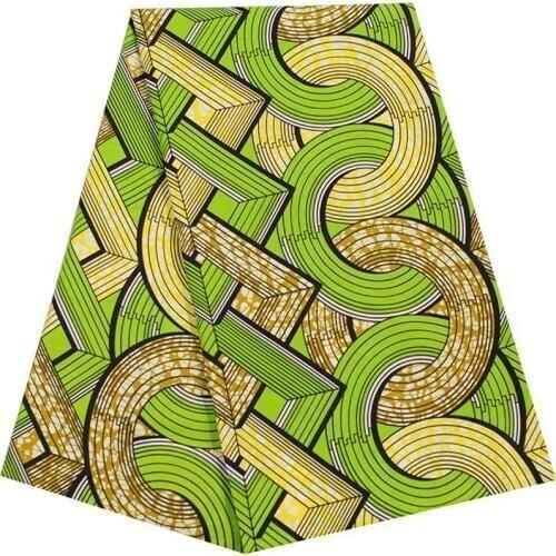 Tissus wax high quality geometry real Wax green cotton shining yellow flower wax Green ghana veritable fabric for sewing