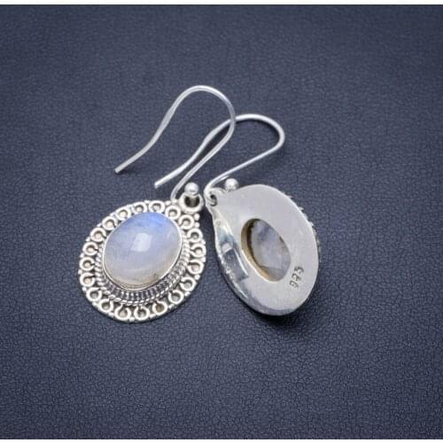 Natural Rainbow Moonstone Handmade Unique 925 Sterling Silver Earrings 1.5" A2453