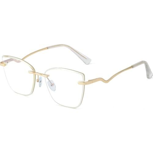 Veshion Blue Light Blocking Glasses for Women Rimless Metal Square Computer Eyeglasses Fashion Ladeis Clear Lens Ladies Gifts