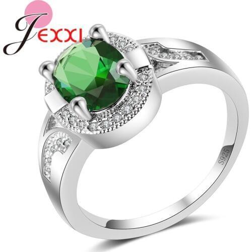 Top Quality 925 Sterling Silver Bridal Jewelry Rings for Women Luxury Round Cz Green Engagement Anniversary Promise Ring