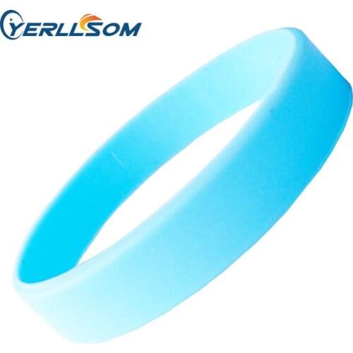 YERLLSOM 100pcs/Lot High Quality Customized light blue Rubber Silicone Wristbands For Events B041506