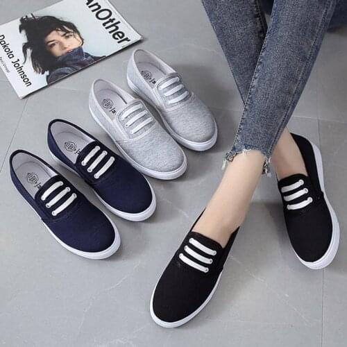 Comemore 2021 Woman Sneakers Women Ladies Black Loafer Black Casual Flats Non-slip Espadrilles Loafers Canvas Slip on Flat Shoes