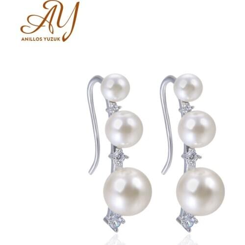 Anillos Yuzuk Silver 925 Jewelry Natural Freshwater Pearl Drop Earrings For Women Elegant 925 Sterling Silver Earring Jewelry