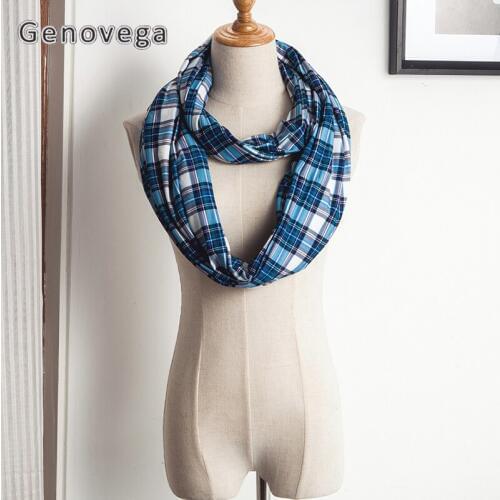 Genovega Fashion Plaid Pocket Ring Scarf Autumn Winter Women Scarf All-match Lady Infinity Scarves Novelty Loop Scarf For Female