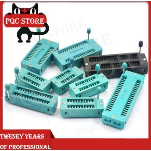 1pcs/lot 14 16 18 20 24 28 40 P Pin 2.54 MM Green DIP Universal ZIF IC Socket Test Solder Type IC lock seat zif socket