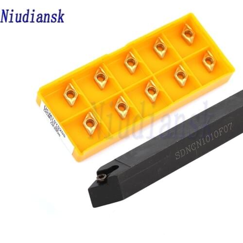 10pcs DCMT0702 DCGT Outer Circle Carbide Inserts 1pc SDNCN1010H07 External Turning Tool Holder SDNCN1212H07 CNC Lathe Tools Suit