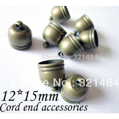 12x15mm Hole Size 11mm Connector Cord End Tube, end caps for leather cord Antique Bronze Brass Tone Lot 500pcs