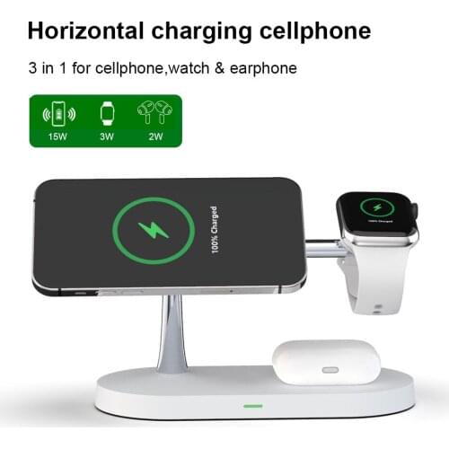Timess 15W Wireless Charger Stand For iPhone 11 12 X 8 Apple Watch 4 in 1 Foldable Charging Dock Station for Airpods Pro iWatch