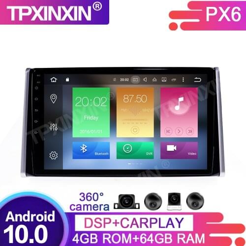 4+64GB PX6 DSP Android 10.0 For Toyota RAV4 2019 Car Multimedia Player GPS Navigation Headunit Radio Audio Stereo Tape Recorder