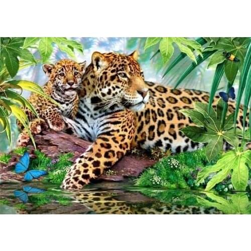 5D DIY Diamond Painting leopard Painting Set Cross Stitch Full Diamond Embroidery Home Needlework Scenic Forest mosaic Kits