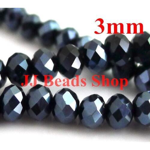 6.46USD/1000pcs 3mm AAA top quality crystal glass 5040 rondelle beads black hematite colour 1000pcs/lot free shipping R030435