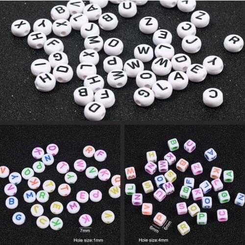 200Pcs/Lot 26 Letters Acrylic Loose Spacer Beads For Jewelry Making Supplies Diy Bracelet Necklace Round Square Alphabet Charms