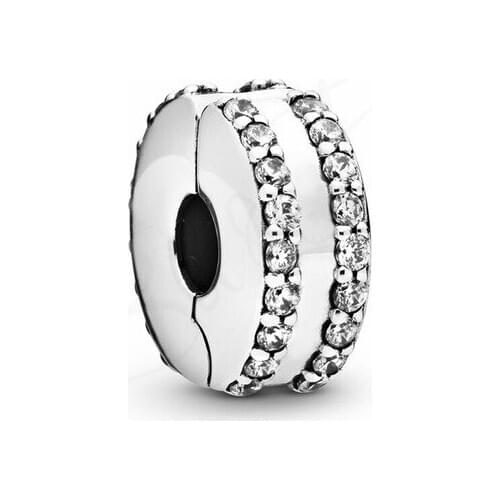 Baofu 925 Sterling Silver Fixed Clip Shiny Double Lining Clip Beaded Suitable For Original Ladies Bracelet