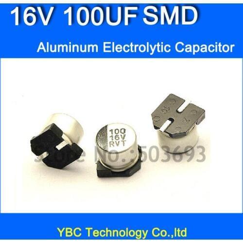 Free Shipping 200pcs/lot 16V 100UF SMD Aluminum Electrolytic Capacitor 6.3*5.4MM