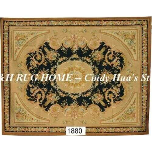 Free shipping 8'x10' Aubusson rugs Black Beige medallian aubusson rugs for home decoration bedrooom rugs