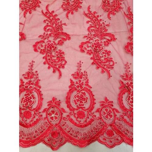 Sequin fabric New pattern 5yards yy01# red mesh lace fabric for bridal wedding dress/sawing Free shipping