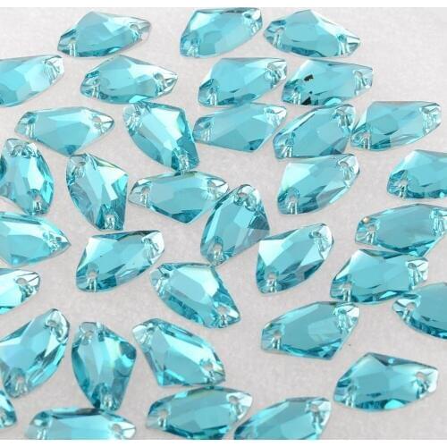 BOLIAO 20Pcs 11*19mm(0.28*0.59 in) Irregular Shape Light Blue Acrylic 2 Hole FlatBack AB Crystal Sew on Home Holiday Decoration