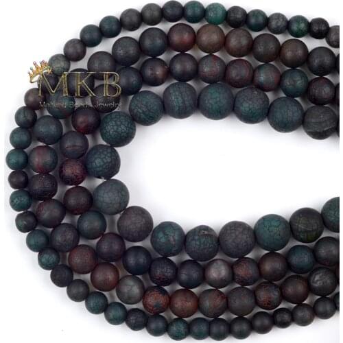 Natural Stone Beads Green Dzi Tibetan Retro Agates Round Loose Beads For Jewelry Making Diy Bracelet Necklace Accessories 15"