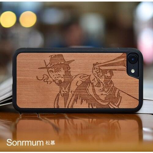 Gunner Carved Natural Wood New Brand Thin Luxury Individuation real Wood Phone Case For Iphone X 6 S 7 8 Plus wooden shell
