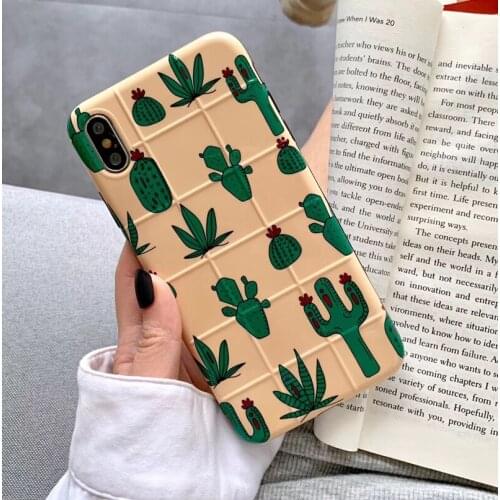Phone Case For iPhone 6 6s 7 8 Plus Cute Green Cactus Plant Soft TPU Cover Case For iPhone X XR XS Max Cover