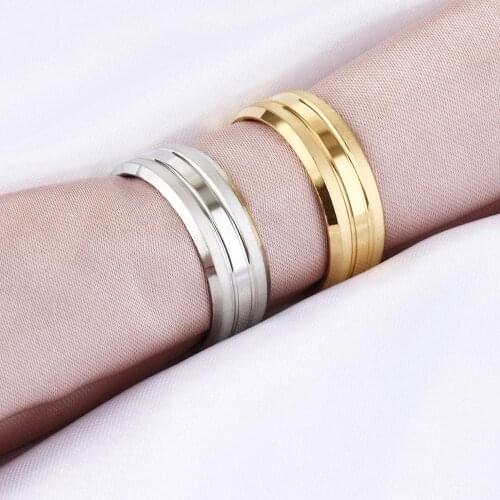 Classic Stainless Steel Rings for Men Gold Silver Color 8mm Finger Ring Wedding Engagement Bands Male Punk Jewelry Gifts