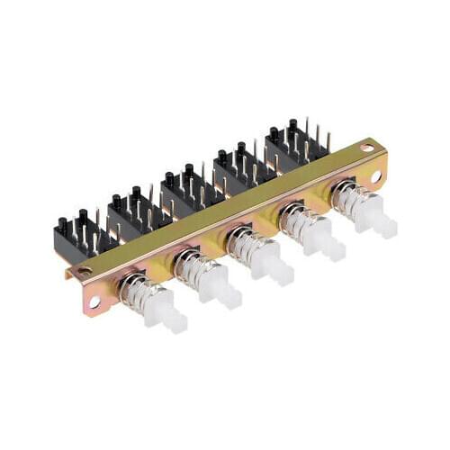 Interlock Push Button Switch Piano Type DPDT 6 Pin 5 Row