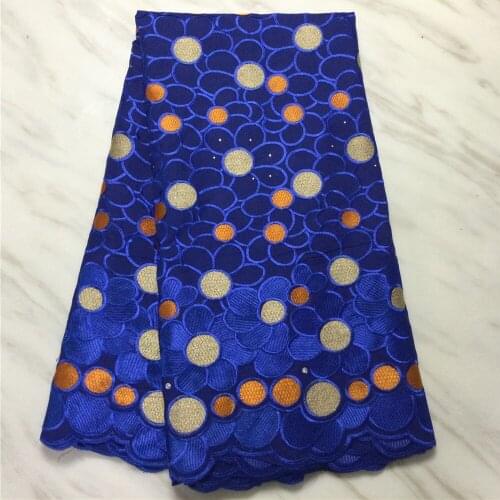 Royal blue African Lace Fabric High Quality Nigerian Cotton Lace Swiss Voile Lace In Switzerland For Man Women Party Dress M4946