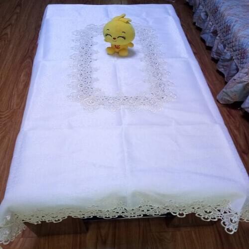 Lace table cloth embroidery tablecloth,top quality table cover,coffee bar table cover oblong size cream color or light yellow