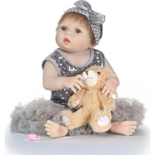 Reborn Doll 55cm Bath In Water Realistic Soft Silicone Movable Jointed Reborn Doll Pretend Toy Christmas Gifts For Children