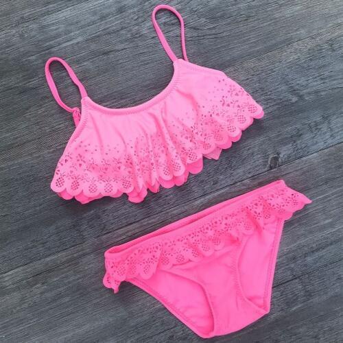 2020 Girl Swimsuit Biquini Two Pieces Swim Suits Children Split Hollow Falbala Bikini Sets Children Swimwear Kids Bathing Suit