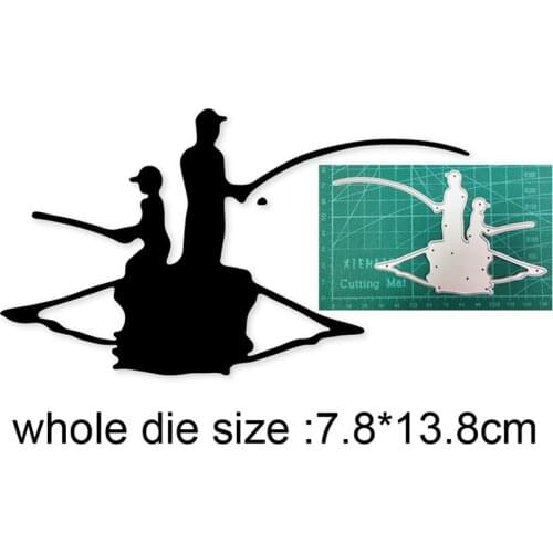 Boat Father Boy Fishing Metal Cutting Dies Stencils dies for DIY Scrapbooking dies Decoration Paper Craft dies Embossing Die Cut